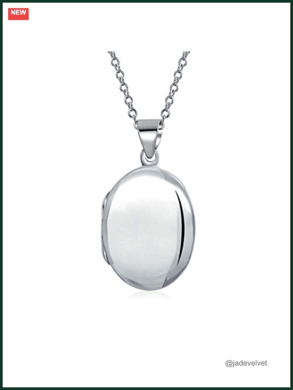 .925 Sterling Silver Oval Locket Necklace Photo Keepsake Pendant with Chain